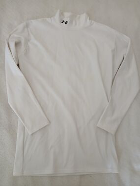 Under Armour Cold Gear Womens White  Compression Long Sleeve Mock Neck Shirt
